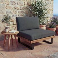 Lounge-Sessel Garten-Sessel Akazie Holz Aluminium braun Polster dunkelgrau