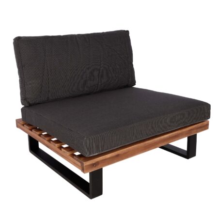 Lounge-Sessel Garten-Sessel Akazie Holz Aluminium braun Polster dunkelgrau