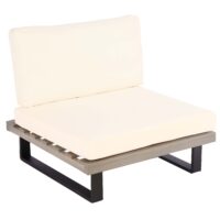Lounge-Sessel Garten-Sessel Akazie Holz Aluminium grau Polster cremeweiss