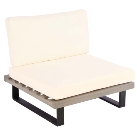 Lounge-Sessel Garten-Sessel Akazie Holz Aluminium grau Polster cremeweiss