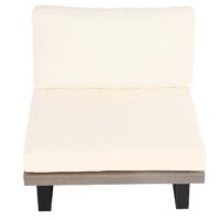 Lounge-Sessel Garten-Sessel Akazie Holz Aluminium grau Polster cremeweiss