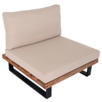 Lounge-Sessel Garten-Sessel Akazie Holz Aluminium hellbraun Polster beige