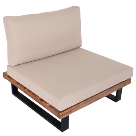 Lounge-Sessel Garten-Sessel Akazie Holz Aluminium hellbraun Polster beige