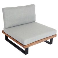 Lounge-Sessel Garten-Sessel Akazie Holz Aluminium hellbraun Polster hellgrau