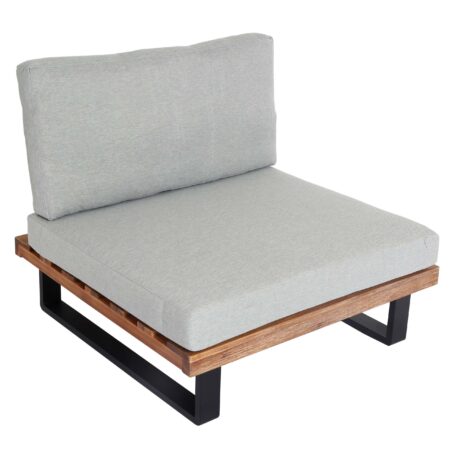 Lounge-Sessel Garten-Sessel Akazie Holz Aluminium hellbraun Polster hellgrau
