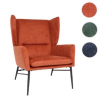 Lounge-Sessel Ohrensessel Cocktailsessel Stoff Metall terracotta-braun