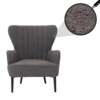 Lounge-Sessel Ohrensessel Retro Vintage Bouclé Öko-Tex dunkelgrau