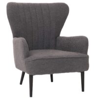 Lounge-Sessel Ohrensessel Retro Vintage Bouclé Öko-Tex dunkelgrau