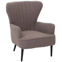 Lounge-Sessel Ohrensessel Retro Vintage Bouclé Öko-Tex hellgrau