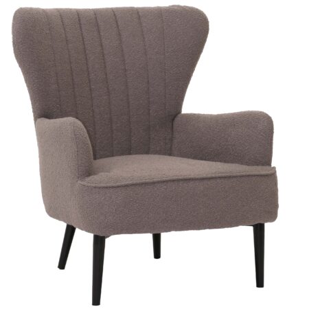 Lounge-Sessel Ohrensessel Retro Vintage Bouclé Öko-Tex hellgrau