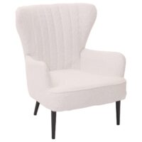 Lounge-Sessel Ohrensessel Retro Vintage Bouclé Öko-Tex weiss