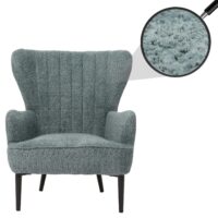 Lounge-Sessel Ohrensessel Retro Vintage Chenille Öko-Tex blau-grün