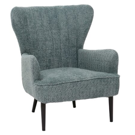 Lounge-Sessel Ohrensessel Retro Vintage Chenille Öko-Tex blau-grün