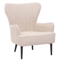 Lounge-Sessel Ohrensessel Retro Vintage Chenille Öko-Tex creme-beige