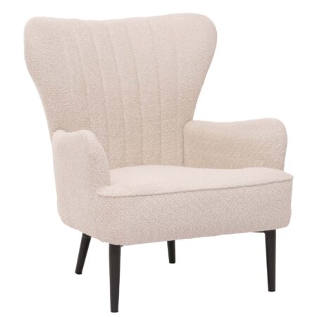 Lounge-Sessel Ohrensessel Retro Vintage Chenille Öko-Tex creme-beige