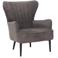 Lounge-Sessel Ohrensessel Retro Vintage Chenille Öko-Tex dunkelgrau