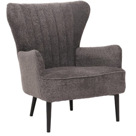 Lounge-Sessel Ohrensessel Retro Vintage Chenille Öko-Tex dunkelgrau