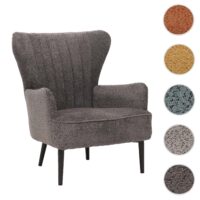 Lounge-Sessel Ohrensessel Retro Vintage Chenille Öko-Tex dunkelgrau