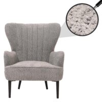Lounge-Sessel Ohrensessel Retro Vintage Chenille Öko-Tex grau