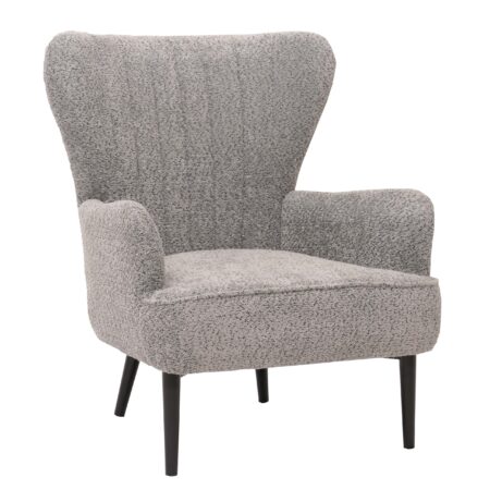 Lounge-Sessel Ohrensessel Retro Vintage Chenille Öko-Tex grau