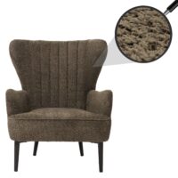 Lounge-Sessel Ohrensessel Retro Vintage Chenille Öko-Tex grün-braun