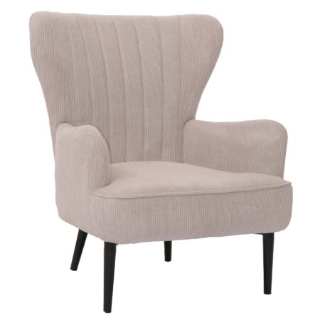 Lounge-Sessel Ohrensessel Retro Vintage Cord Öko-Tex beige