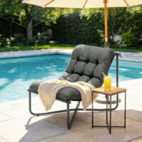 Loungesessel outdoor ergonomisch mit Kissen und Stahlrahmen