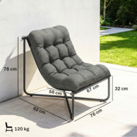Loungesessel outdoor ergonomisch mit Kissen und Stahlrahmen