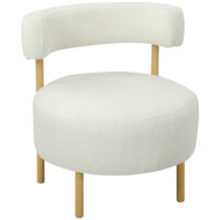 Loungesessel Relaxsessel mit Sherpa-Fleece Holzoptik cremeweiss