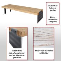 Lowboard TV-Rack Fernsehtisch TV-Tisch Industrial Massivholz 40x200x60cm natur