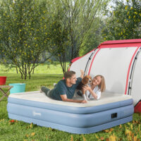 Luftmatratze für 2 Personen, mit Elektropumpe, 203x152x46 cm, Farbe Hellblau.