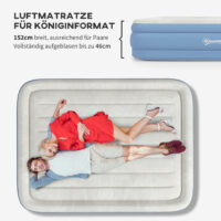 Luftmatratze für 2 Personen, mit Elektropumpe, 203x152x46 cm, Farbe Hellblau.