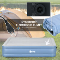Luftmatratze für 2 Personen, mit Elektropumpe, 203x152x46 cm, Farbe Hellblau.