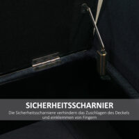 Schwarze Luxus-Sitzbank mit geräumigem Stauraum, Masse 107x42x65cm. Verleiht jedem Raum eine edle Note.