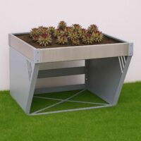 Mähroboter Garage aus Edelstahl mit Pflanzkasten 40x60x70 cm