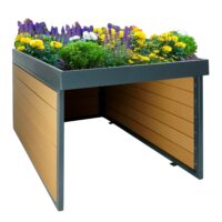 Große Mähroboter Garage mit Pflanzkasten Eiche Optik wetterfest