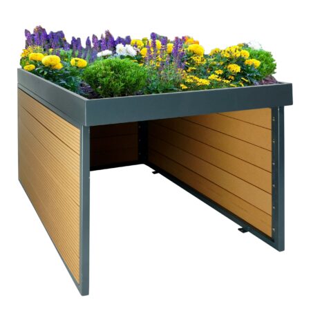 Große Mähroboter Garage mit Pflanzkasten Eiche Optik wetterfest