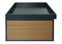 Mähroboter Garage mit Pflanzkasten Eiche Optik aus WPC und Metall