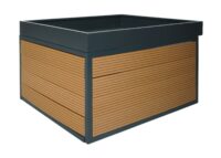 Mähroboter Garage mit Pflanzkasten Eiche Optik aus WPC und Metall