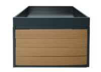 Mähroboter Garage mit Pflanzkasten Eiche Optik aus WPC und Metall