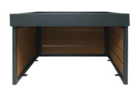 Mähroboter Garage mit Pflanzkasten Eiche Optik aus WPC und Metall