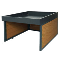 Mähroboter Garage mit Pflanzkasten Eiche Optik aus WPC und Metall