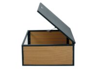 Mähroboter Garage aus WPC und Metall Eiche Optik 35x60x70 cm