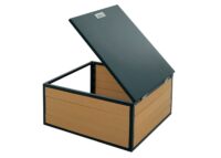 Mähroboter Garage aus WPC und Metall Eiche Optik 35x60x70 cm