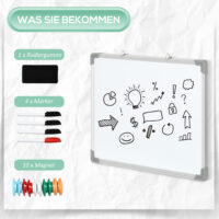 Magnetisches Whiteboard mit Zubehör vielseitig Weiss – Produktfoto zeigt modernes Design, hochwertige Materialien und funktionale Eigenschaften ideal für Wohn- oder Arbeitsbereiche. Perfekt als Einrichtungsinspiration oder zur Produktpräsentation in einem Onlineshop.