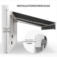 Markise Sonnenschutz einfahrbar mit Handkurbel 395x245cm