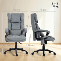 Massage Bürostuhl Chefsessel ergonomisch mit hoher Rückenlehne grau