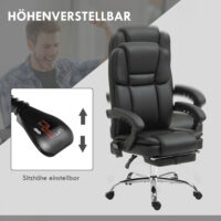 Massage Bürostuhl verstellbar mit Wärme und Fussstütze schwarz
