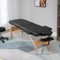Massageliege klappbar höhenverstellbar Kunstleder Holz schwarz