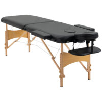 Massageliege klappbar höhenverstellbar Kunstleder Holz schwarz